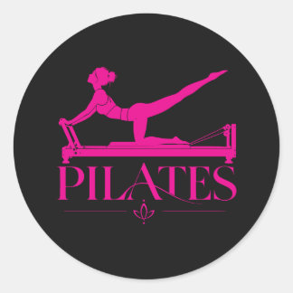 Adesivo Redondo Pilates Reformer-Rosa Quente Gráfico 