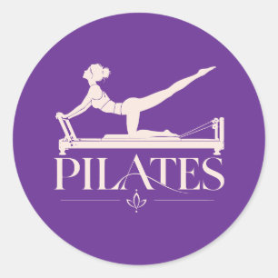 Adesivo Redondo Pilates Reformer-Roxo e Rosa Pálido