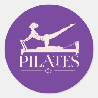 Adesivo Redondo Pilates Reformer-Roxo e Rosa Pálido
