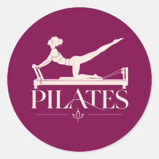 Adesivo Redondo Pilates Reformer-Vinho e Rosa Pálido