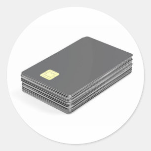 Adesivo Redondo Pilha com os cartões plásticos vazios com