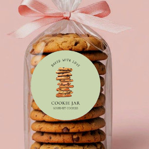 Adesivo Redondo Pilha de biscoitos de chocolate Casa de bolos 