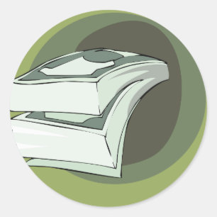 Adesivo Redondo Pilha de Dinheiro Notas Verdes