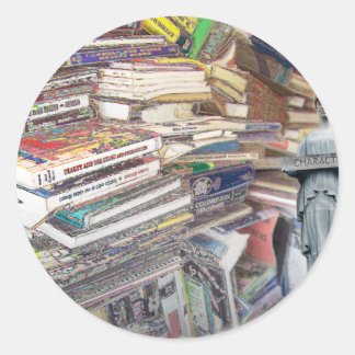 Adesivo Redondo Pilha de Livros