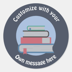 Adesivo Redondo Pilha de Livros