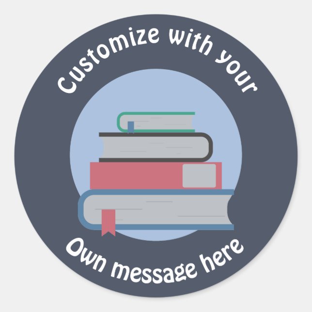 Adesivo Redondo Pilha de Livros (Frente)