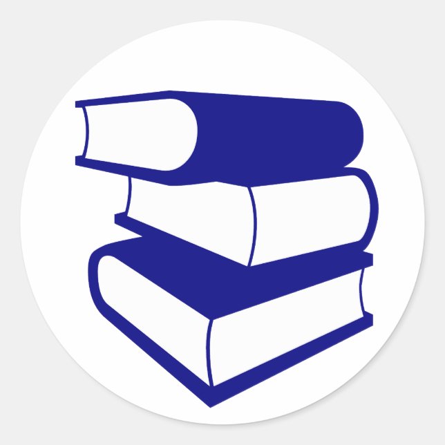 Adesivo Redondo Pilha De Livros Azuis (Frente)