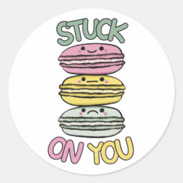 Adesivo Redondo Pilha de Macarons Kawaii Fofos