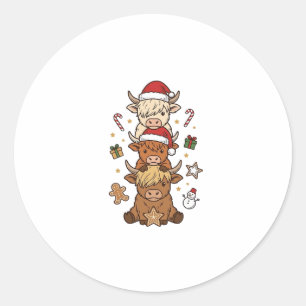 Adesivo Redondo Pilha de Vaca das Terras Altas de Natal Desenho de