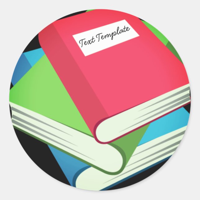 Adesivo Redondo Pilha Personalizada De Livros Emoji (Frente)
