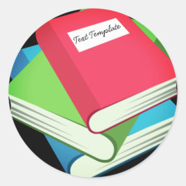 Adesivo Redondo Pilha Personalizada De Livros Emoji