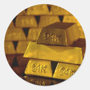 Adesivo Redondo Pilhas de bares de ouro