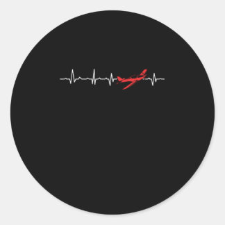 Adesivo Redondo Pilot Heartbeat Aviator Flight Engineers Airplane 