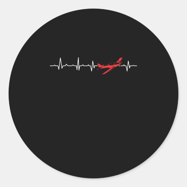 Adesivo Redondo Pilot Heartbeat Aviator Flight Engineers Airplane  (Frente)