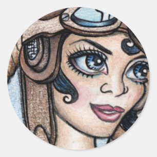 Adesivo Redondo Piloto de avião Steamface