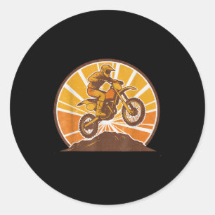 Adesivo Redondo Piloto de Motocross Vintage pula de Moto Off Road 