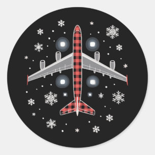 Adesivo Redondo Piloto de Natal de Xadrez de Avião