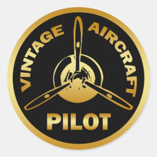 ADESIVO REDONDO PILOTO DOS AVIÕES DO VINTAGE
