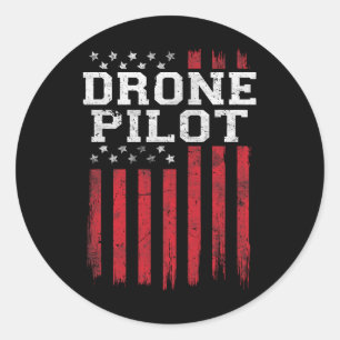 Adesivo Redondo Piloto Drone American Flag Usa Patriot Eua