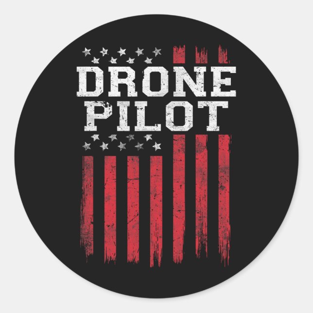 Adesivo Redondo Piloto Drone American Flag Usa Patriot Eua (Frente)