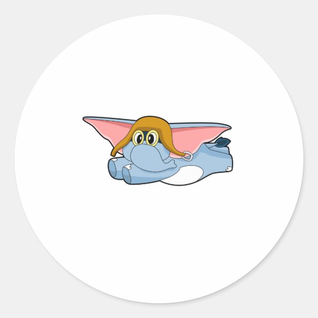 Adesivo Redondo Piloto-piloto de elefante (Frente)