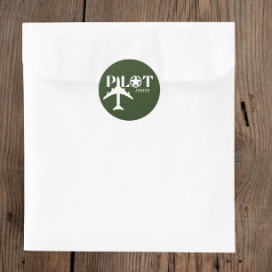 Adesivo Redondo Piloto Tipografia e Avião Personalização Militar V