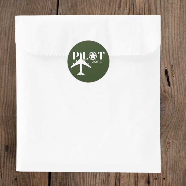 Adesivo Redondo Piloto Tipografia e Avião Personalização Militar V (Criador carregado)