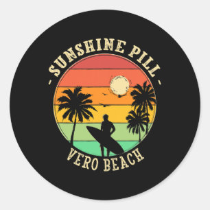 Adesivo Redondo Pílula de Sol Vero Beach Verão Flórida Tropical B
