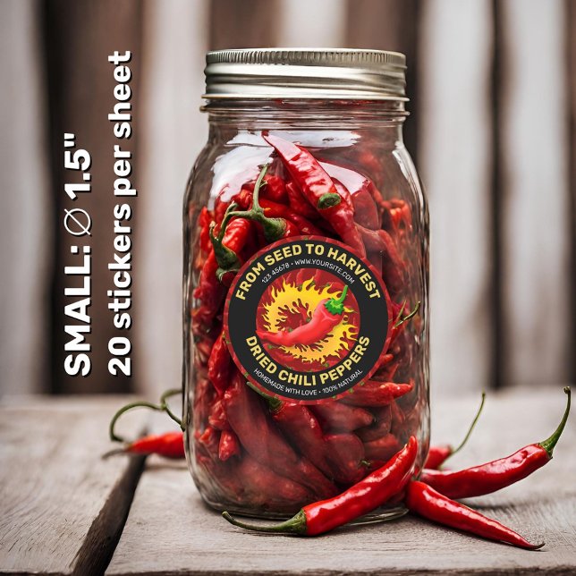 Adesivo Redondo Pimenta com rótulo de chama (Criador carregado)