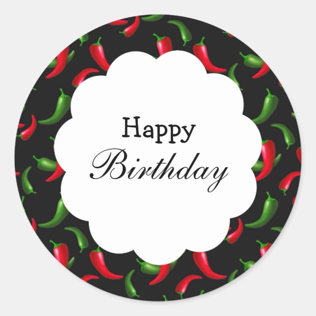 Adesivo Redondo Pimenta Vermelha e Verde (Frente)