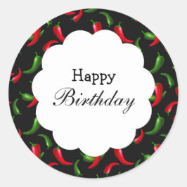 Adesivo Redondo Pimenta Vermelha e Verde