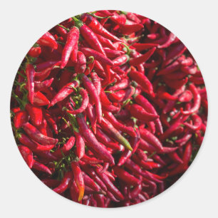 Adesivo Redondo Pimenta Vermelha Picante Na Cidade De Kalocsa