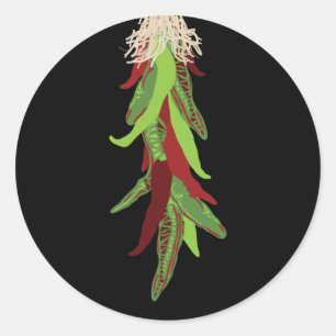 Adesivo Redondo pimentas de pimentão verdes