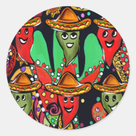 Adesivo Redondo Pimentões Cinco de Mayo