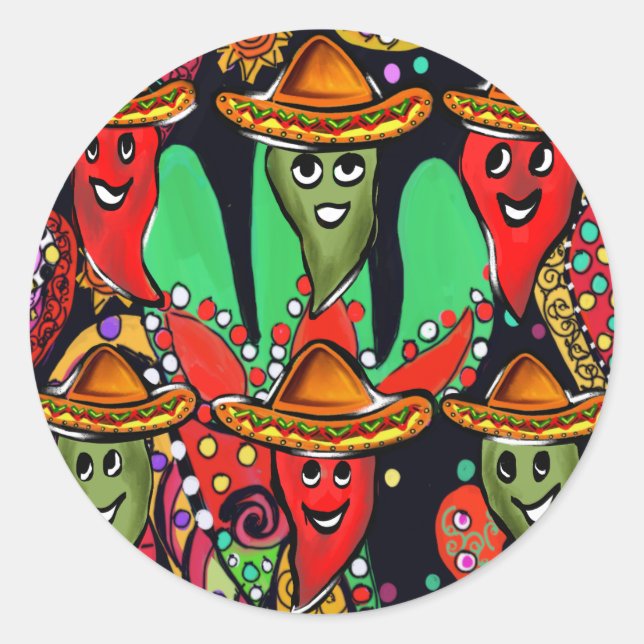 Adesivo Redondo Pimentões Cinco de Mayo (Frente)