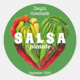 Adesivo Redondo Pimentões verdes e picantes, pimentões, de cor ver