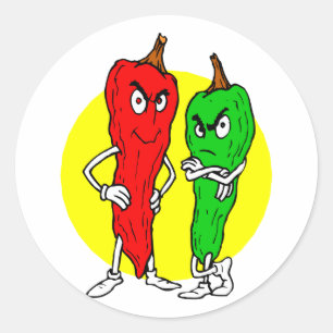 Adesivo Redondo Pimentos de pimenta vermelhos com círculo amarelo
