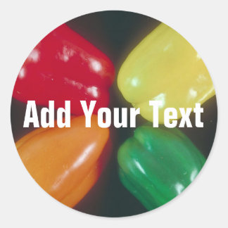 Adesivo Redondo Pimentos Fundo para Texto Personalizado