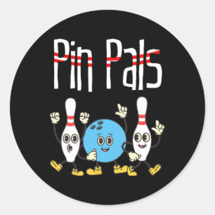 Adesivo Redondo Pin Pals Bola de boliche E Pinos Dançando Memória