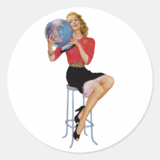 Adesivo Redondo Pin Up Girl #12 @ GarysRetroGarage