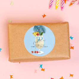 Adesivo Redondo Pina Colada Cherry Cocktail 50ª Festa de aniversár