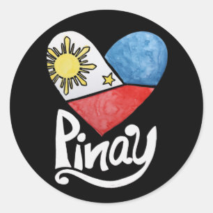 Adesivo Redondo Pinay Filipinas Flag Hearina Filipina             