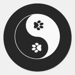 Adesivo Redondo Pinças de cães Yin Yang Sticker