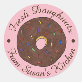 Adesivo Redondo Pinças De Rosquinhas Frescas Feitas Pela Cozinha
