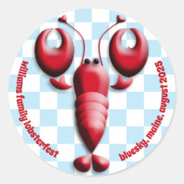 Adesivo Redondo Pinças do Coração Adoráveis de Lagosta Vermelha Ve