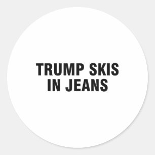 Adesivo Redondo Pincéis De Trump Em Jeans _3