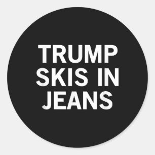 Adesivo Redondo Pincéis De Trump Em Jeans _3