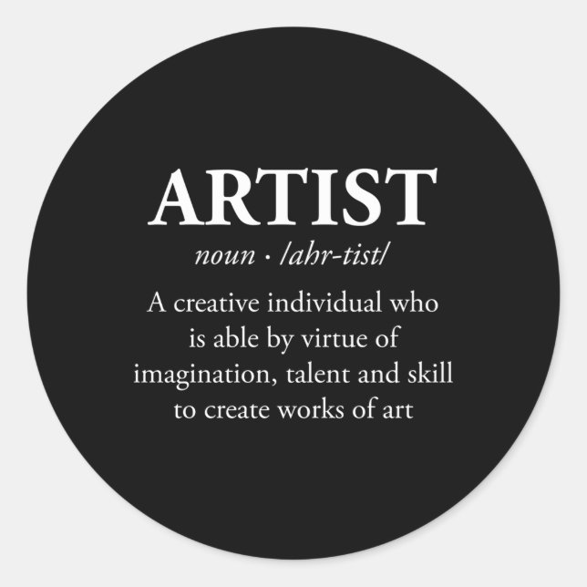 Adesivo Redondo Pincel de pincel de definição de nome (Frente)