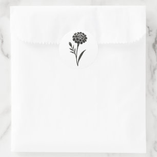 Adesivo Redondo Pincel de Tinta Marigold – Ilustração Floral em