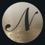 Adesivo Redondo Pincel Dourado Glamouroso Elegância Moderna<br><div class="desc">Personalize com texto se desejar.</div>
